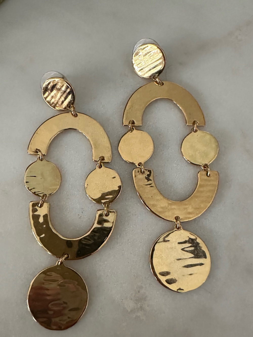 J. Crew Gold-Tone Hammered Link Drop Earrings